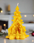 100% beeswax candle Christmas tree shape with Nativity scene. Catholic gift. pine tree beeswax candle with nativity scene catholic christmas gifts.