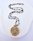 Serenity Prayer Sapphire and Pyrite Beaded Necklace