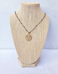 Serenity Prayer Sapphire and Pyrite Beaded Necklace