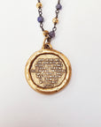 Serenity Prayer Sapphire and Pyrite Beaded Necklace