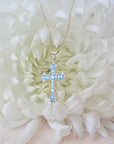 Blue Mother of pearl cross Pendant in Gold filled