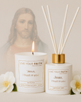 Jesus I trust in You Candle and Diffuser Set in white ea scent