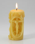 100% beeswax candle Jesus on the cross