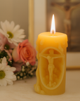 Jesus on the Cross 100% Beeswax Prayer Candle
