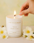 Hand poured Jesus I trust in You scented candle in white tea