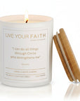 Catholic scented candle Phil.4:13 neroli and white flowers