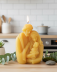Mary, Jesus and Joseph beeswax candle handpoured