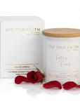 Catholic Prayer Candle, "Totus Tuus", Red Rose Scent