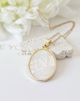 Our lady of Guadalupe mother of pearl gold filled necklace