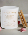 Ave Maria candle with rose petals