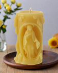 Our Lady Bees Wax Pillar Candle