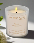 scented prayer candle Jesus I trust in you