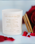 Ave Maria Prayer Candle, Rose Petals