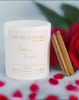 Totus Tuus Catholic Prayer Candle, Red Roses Scent