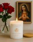 immaculate heart of Mary scented prayer candle in Rose water scent hand poured