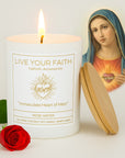 immaculate heart of Mary scented prayer candle in Rose water scent hand poured