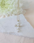 catholic pearl cross with cubic zirconia