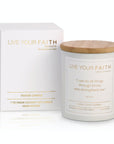 Catholic prayer candle Phil.4:13 neroli and white flowers