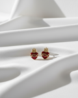 Sacred Heart Stud Earrings – Gold-Filled with Red Enamel