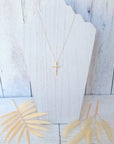 Catholic Cross Necklace in Gold Filled with Cubic Zirconia