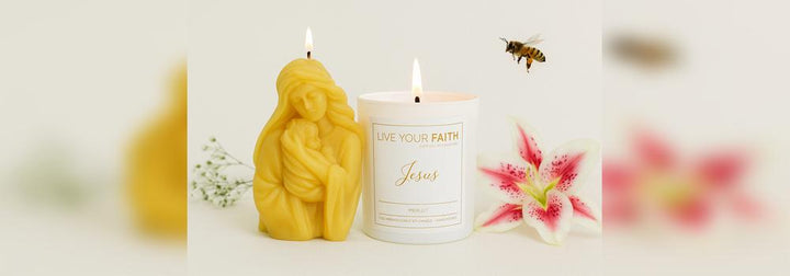 Virgin Mary Beeswax Candle and Jesus Scented Catholic Prayer Candle