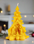 100% beeswax candle Christmas tree shape with Nativity scene. Catholic gifts.