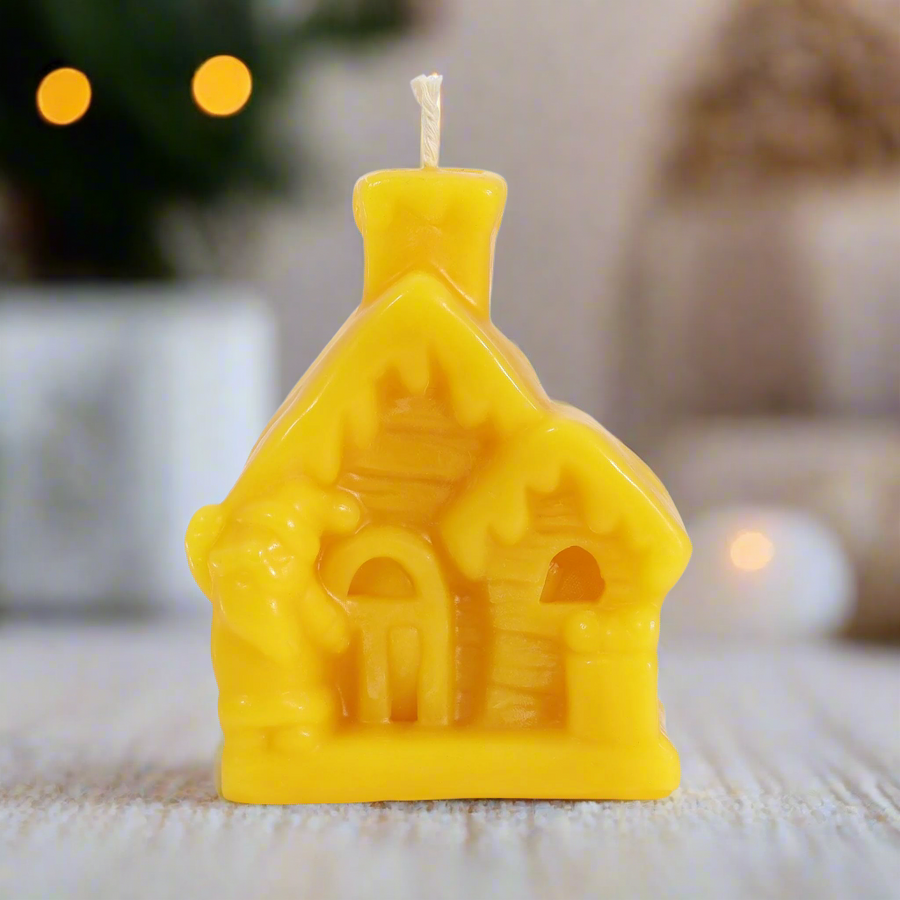 Small house Beeswax candle 