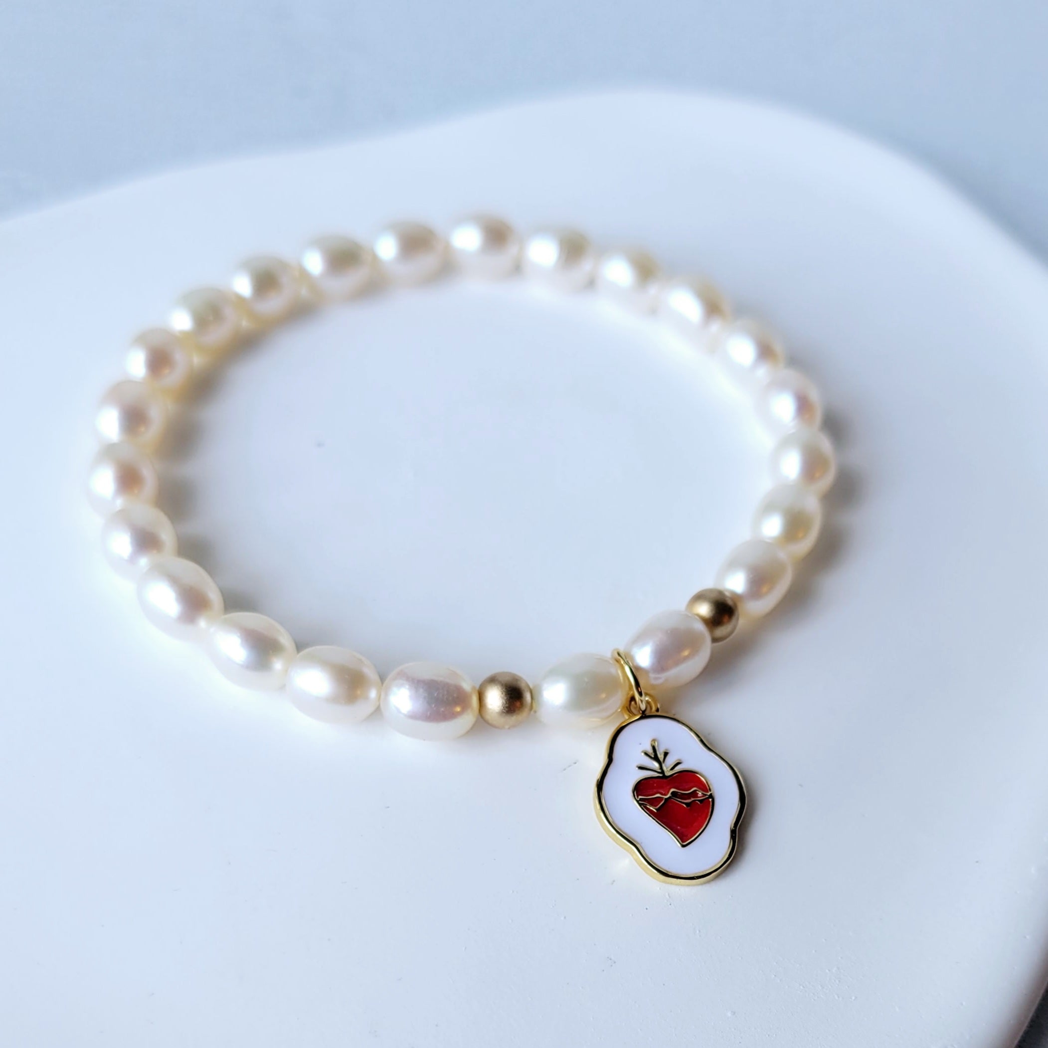 Sacred Heart Of Jesus Pearl Bracelet