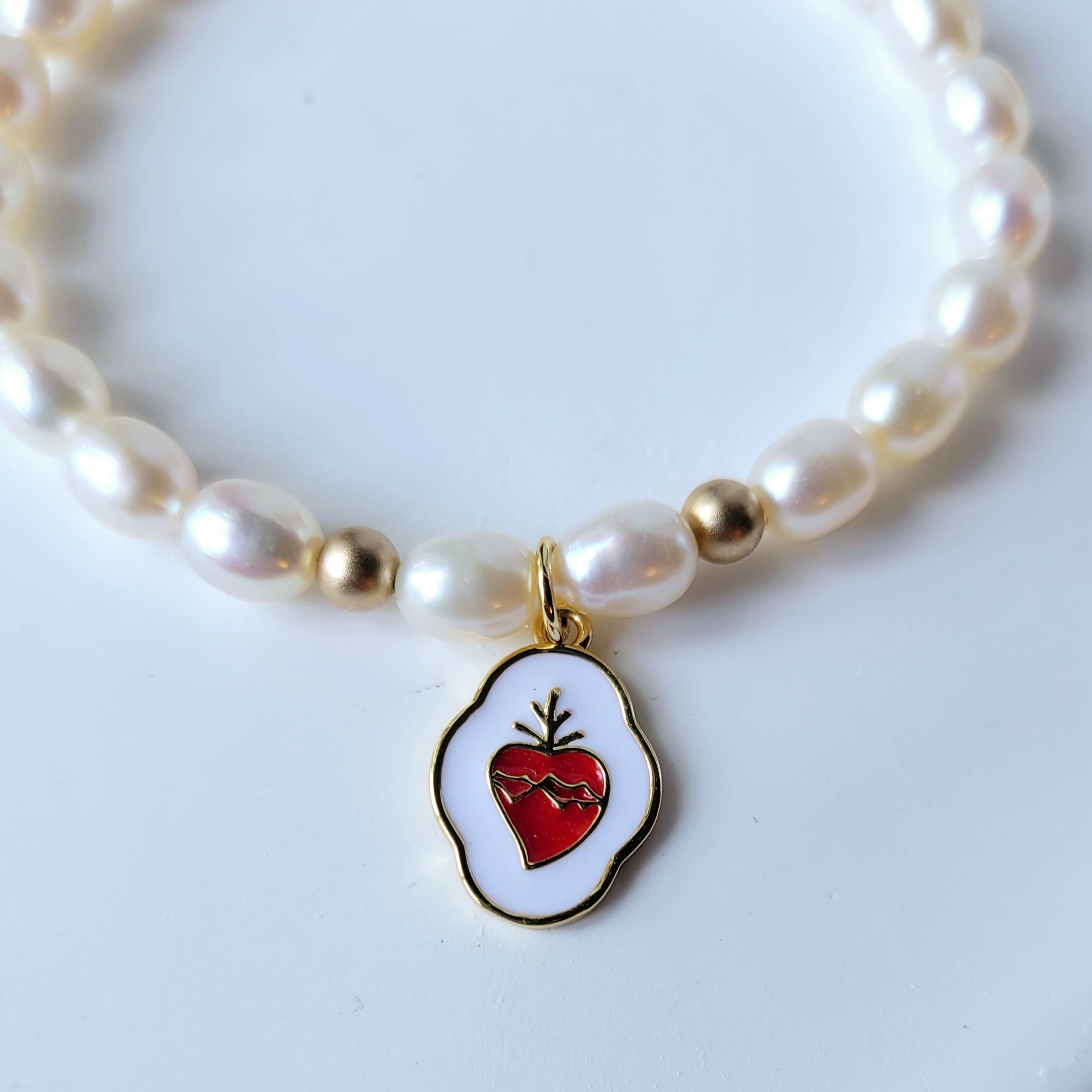 Sacred Heart Of Jesus Pearl Bracelet