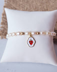 Sacred Heart Of Jesus Pearl Bracelet