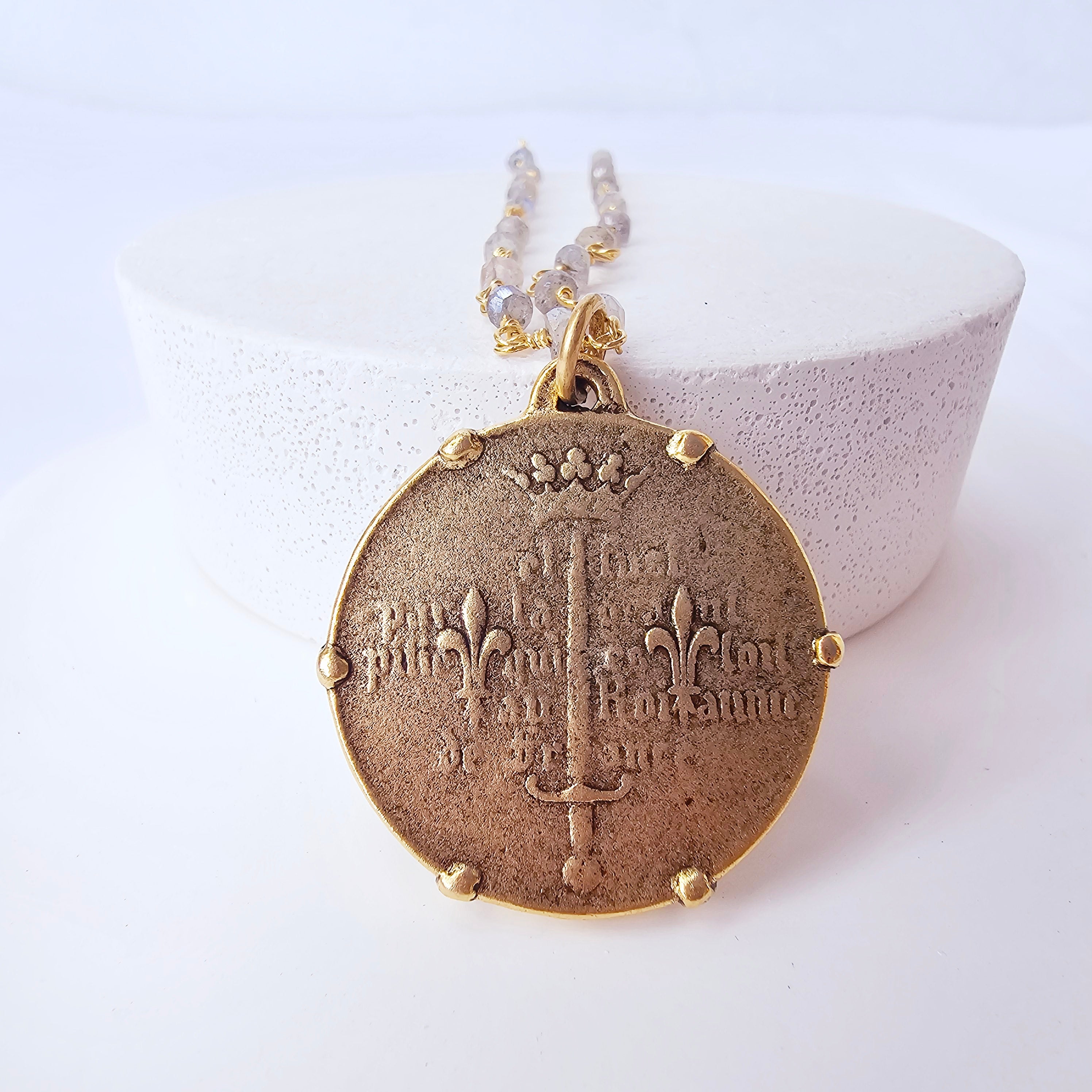 Saint Joan of Arc Labradorite Beaded Necklace