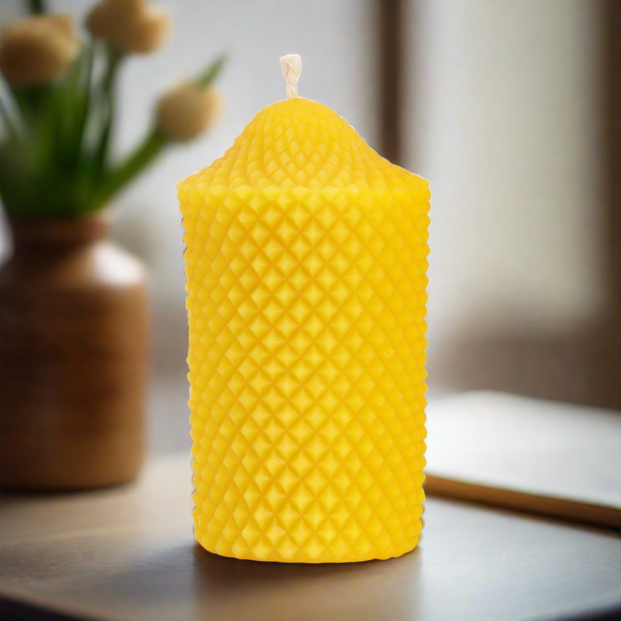 beeswax pillar candle