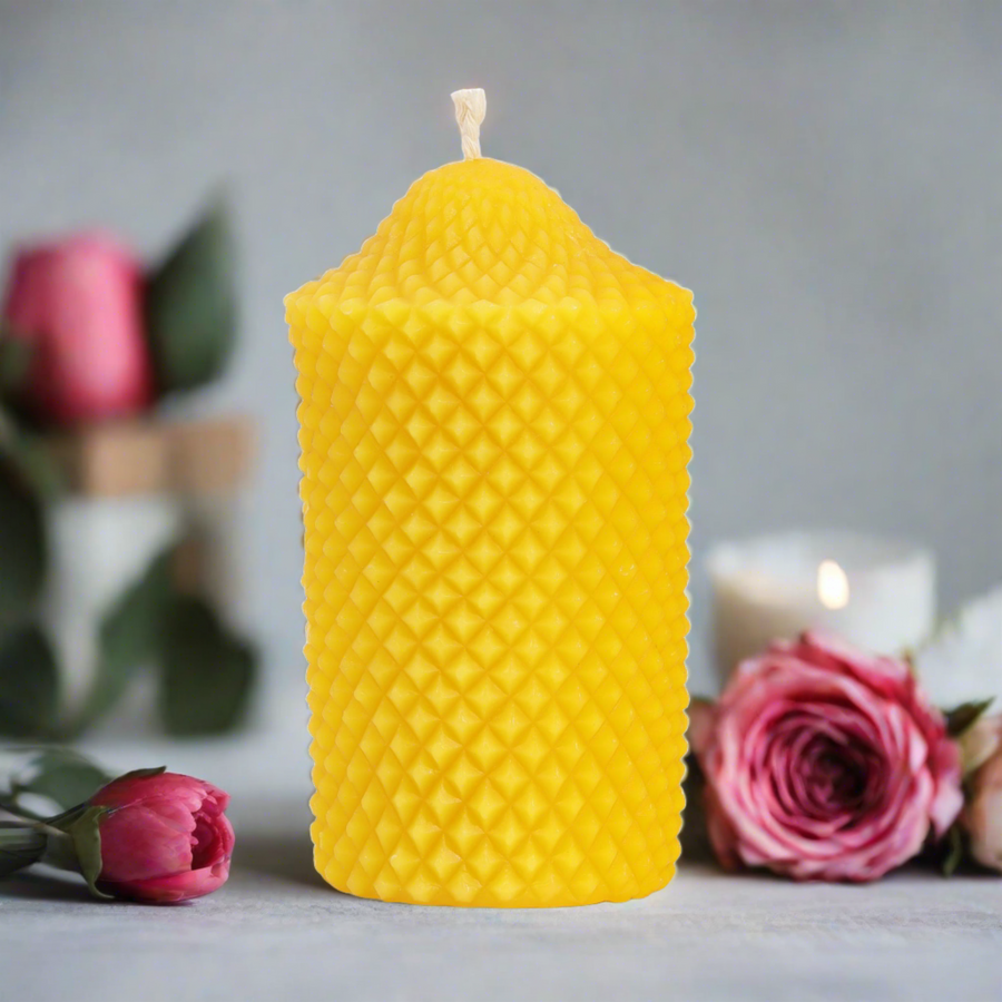 beeswax pillar candle