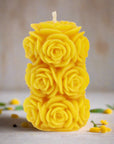 100% beeswax pillar candle with rosette design