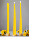 yellow beeswax taper candle for home altar- Religious candle set.