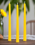 set of three taper beeswax candles