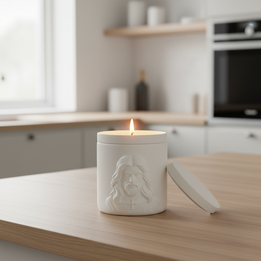 Holy Face of Jesus Prayer Candle – Citrus Mango Scent
