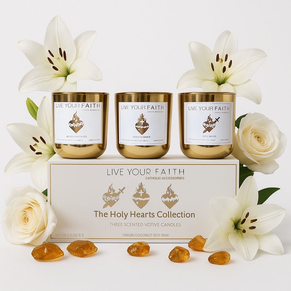 three scented votives candles sacred heart collection