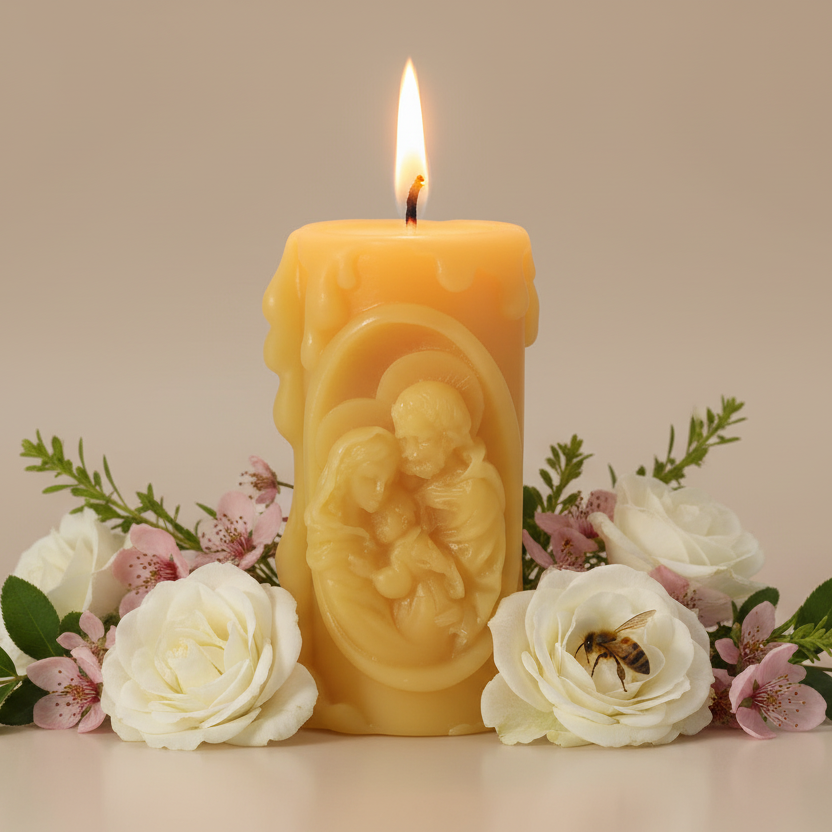 Holy Family Pure Beeswax Catholic prayer candle