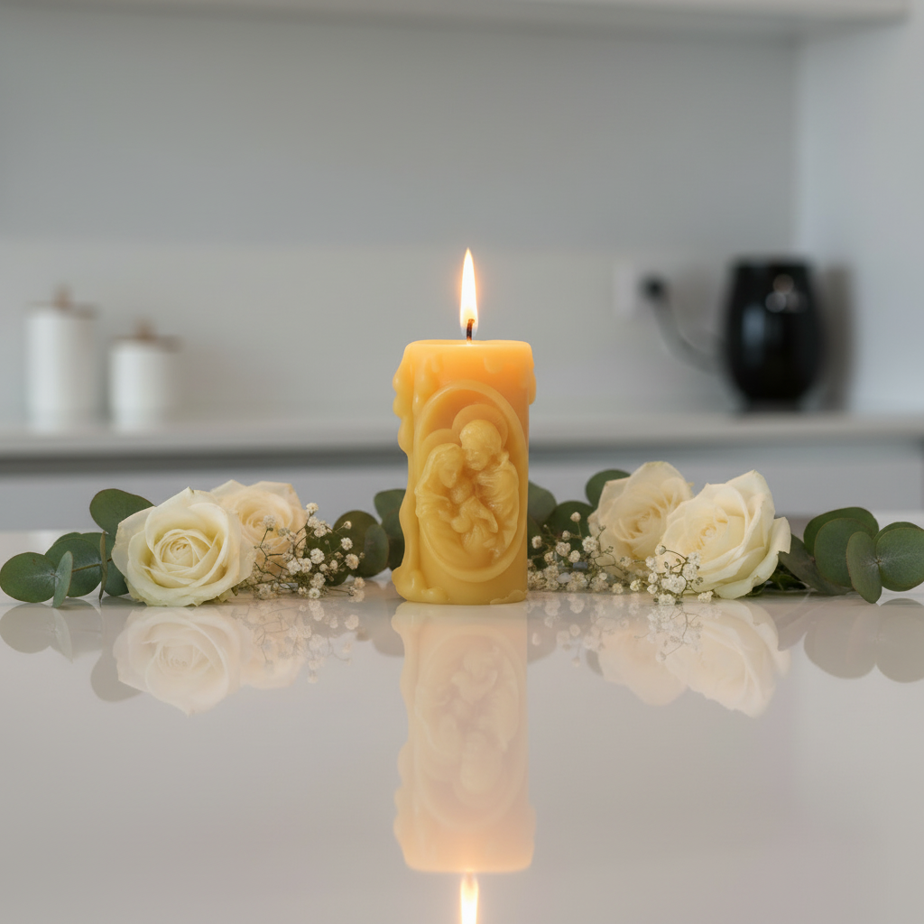 Holy Family Pure Beeswax Catholic prayer candle