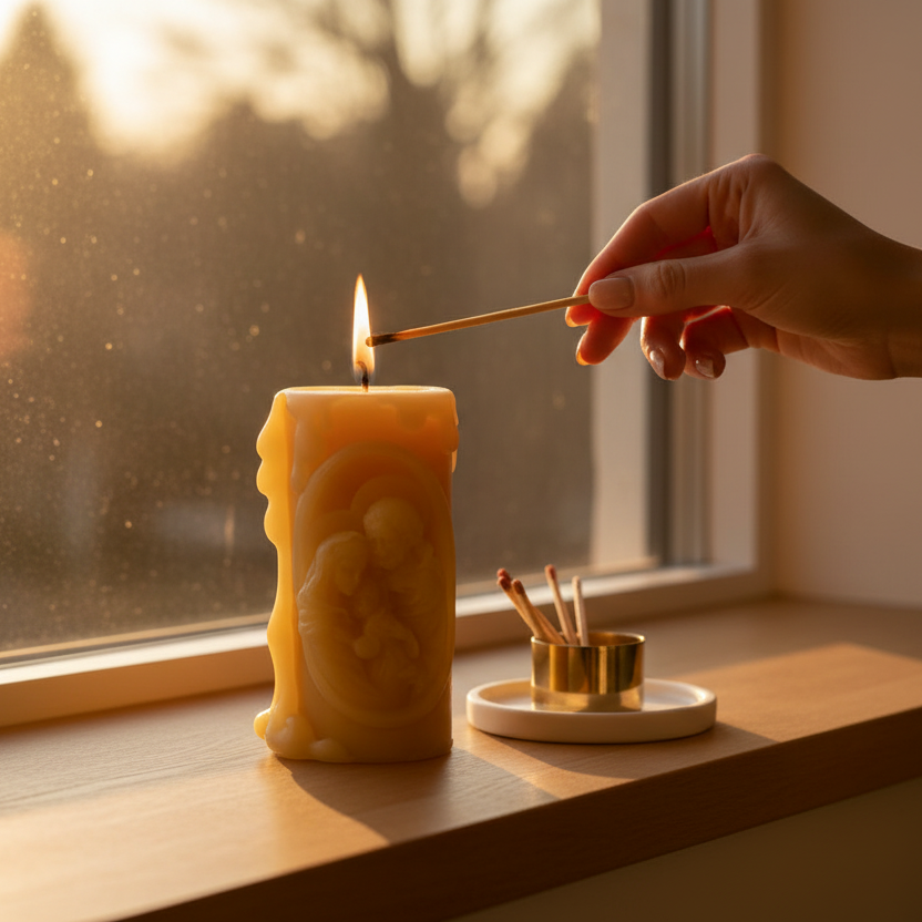 Holy Family Pure Beeswax Catholic prayer candle