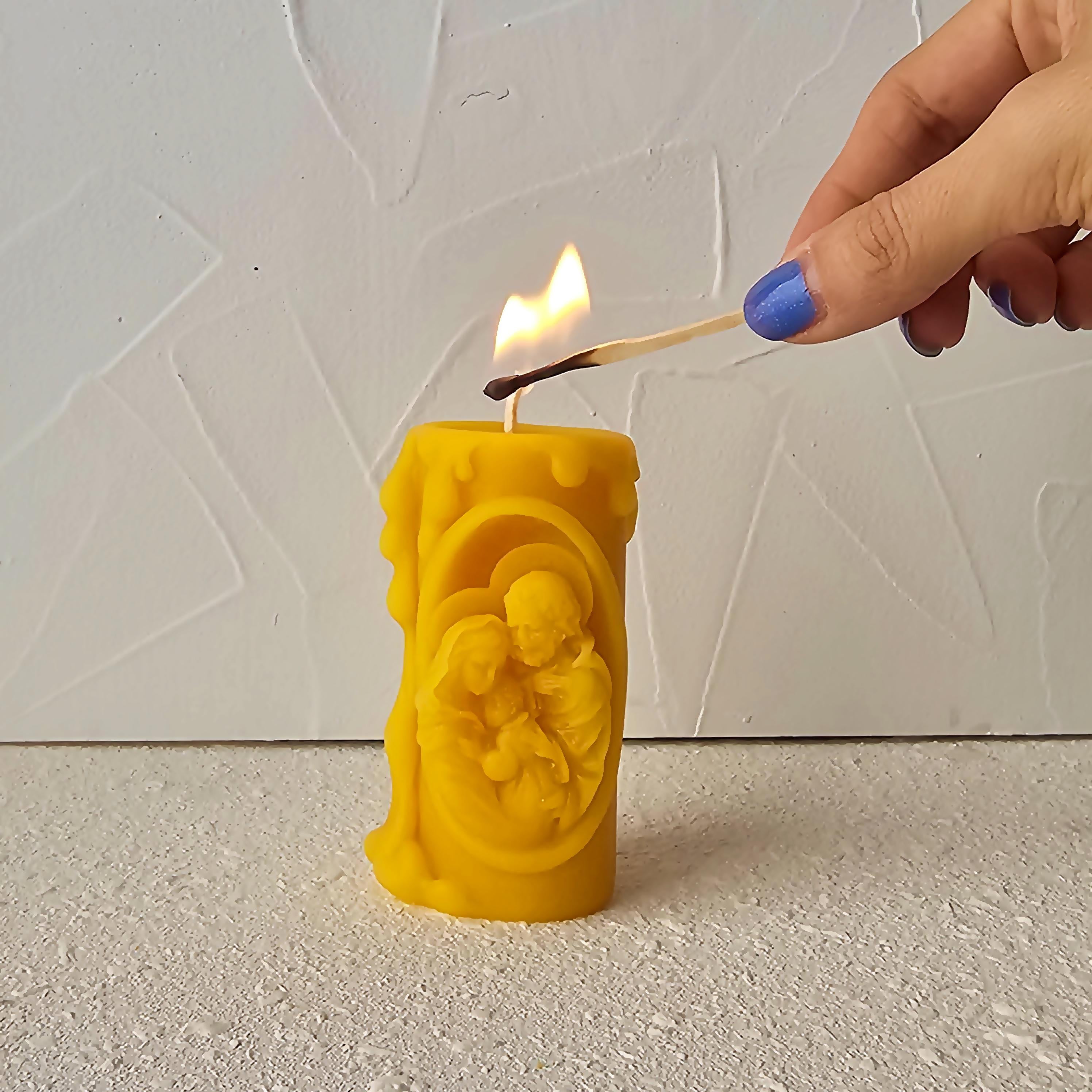 Holy Family Beeswax Catholic candle