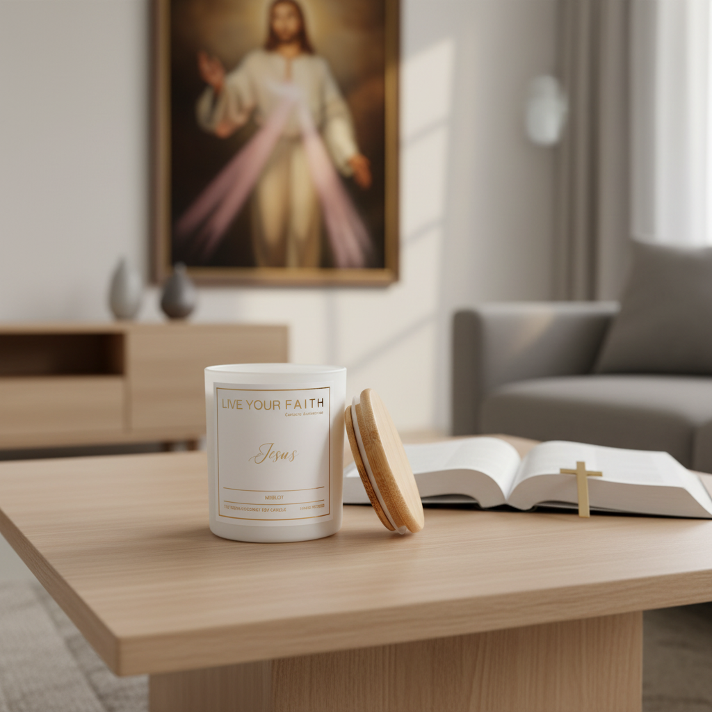 Jesus Catholic Prayer Candle - Merlot Scent