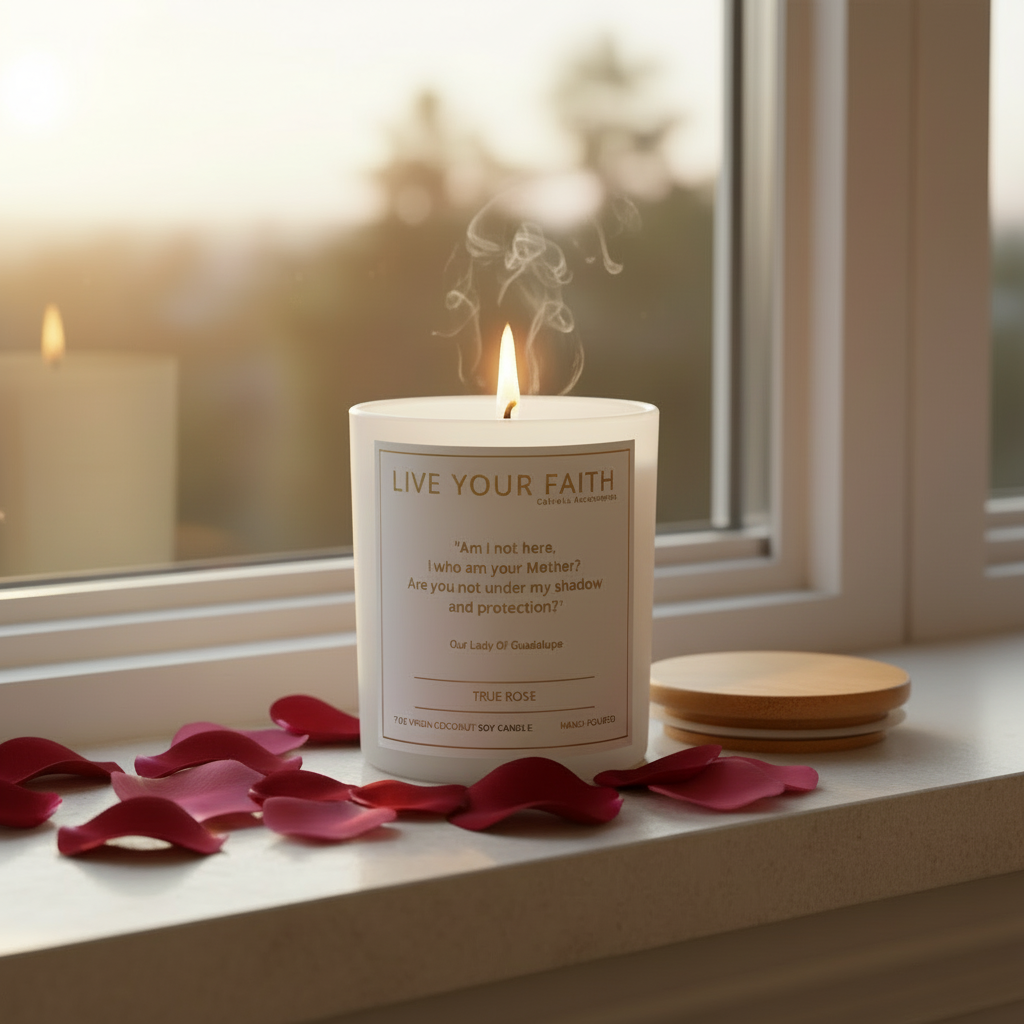 Vela de oración católica de Nuestra Señora de Guadalupe