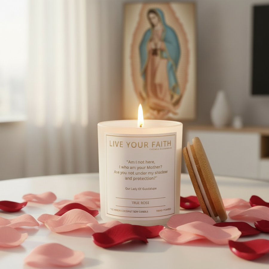 Vela de oración católica de Nuestra Señora de Guadalupe