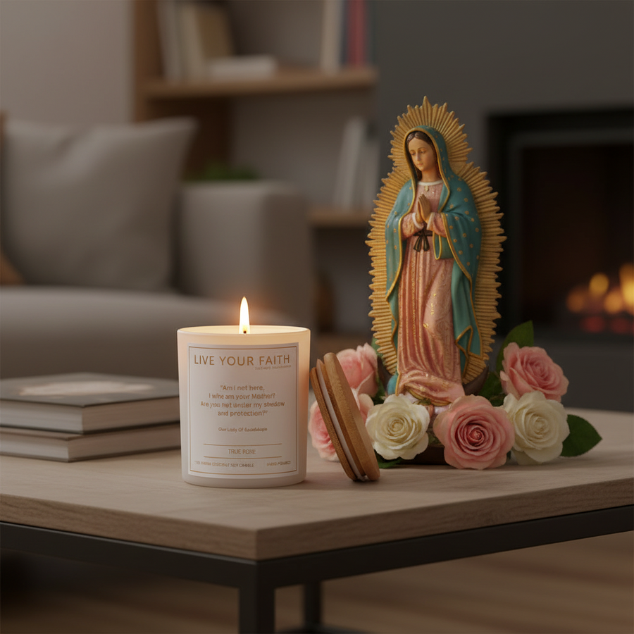 Vela de oración católica de Nuestra Señora de Guadalupe