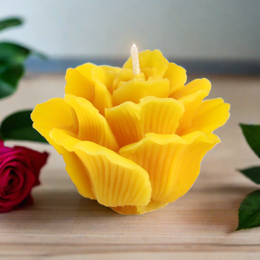 beeswax rosette with a re rose