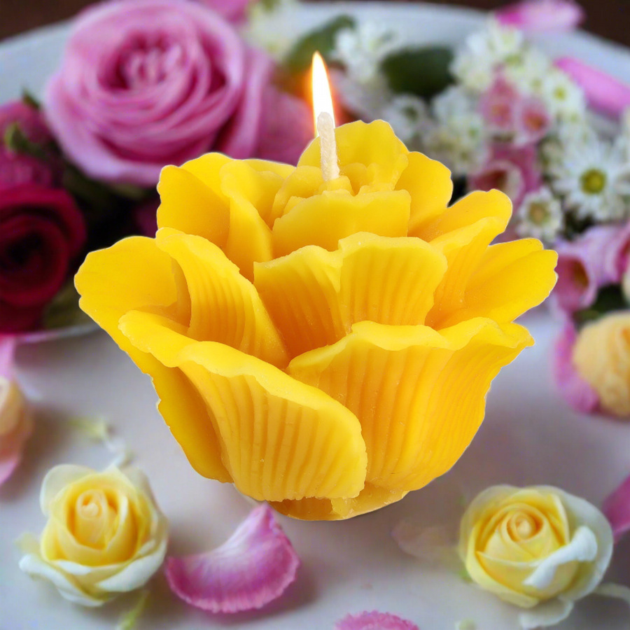 beeswax rosette candle with flowers