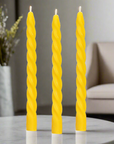 Set of Three Spiral Taper Beeswax Candles – Perfect Catholic Gifts for Your Home Altar