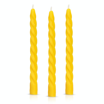 Set of three beeswax taper candles